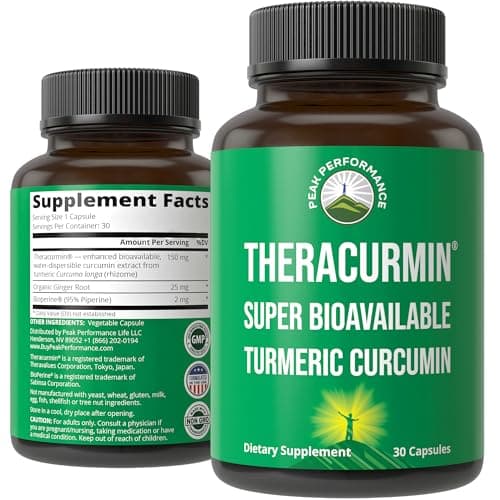 Theracurmin Up to 42X Greater Absorption vs Standard Curcumin - High Bioavailable Turmeric Curcumin Capsule Supplement - Clinically Studied, Supports Muscle Recovery, Joints, Mobility for Women, Men - Image 1