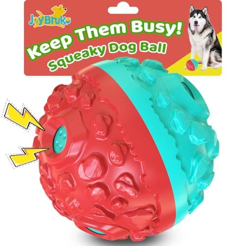 JoyBruko Dog Ball for Aggressive Chewers - Interactive Dog Toy Giggle Balls Fun Squeaky Sound to Keep Them Busy, Durable for Small Medium Large Breeds, Rubber Chew Toys, As Seen on TV, Blue & Red - Image 1