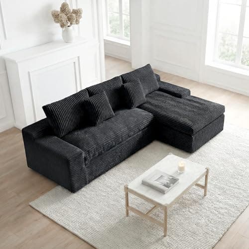 HipyMo 105” Modular Sectional Sofa, Cloud Sectional Couch with Deep Seat, Modular L-Shape Sofa Couch with Chaise, Boneless Couches for Living Room Bedroom (Black, Right Facing Chaise) - Image 1