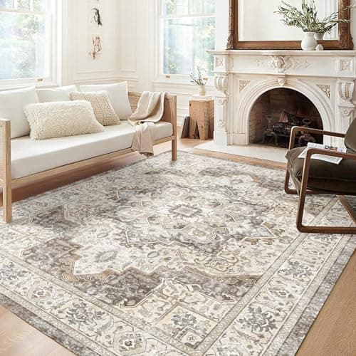 Washable Area Rugs, Bohemian Large Carpet for Living Room Bedroom,8'x 10' Brown - Image 1