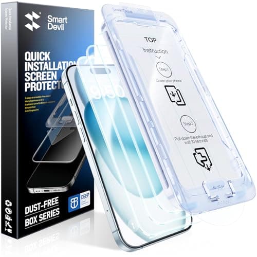 SMARTDEVIL 3 Pack for iPhone 15 Plus Screen Protector, 9H Hardness Military Grade Shatterproof, HD Clear Tempered Glass with Auto Dust-Elimination, Bubble Free, Easy Installation, Case Friendly - Image 1