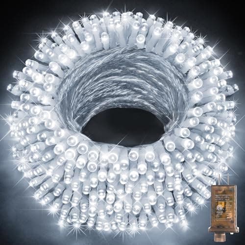 KNONEW 600ft 1500 LED String Lights Outdoor Christmas Lights 8 Modes & Timer Fairy Light Plug in Waterproof LED String Lights for Xmas Yard Tree Wedding Party Holiday Decorations (Cool White) - Image 1