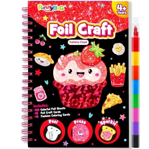 FUNNYB&G Foil Art Crafts for Kids Ages 4-8: Easter Basket Stuffers Essentials for Kids 2026, Easter Gifts for Girls, Crafts Supplies,Party Favors,Creative Toys for Girls 4 5 6 7 8 Years Old(Food) - Image 1