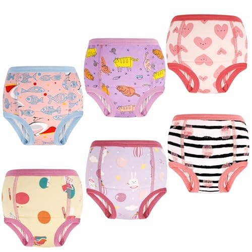 MOEMOE BABY Training Underwear 6 Packs 100% Cotton Absorbent Potty Training Pants for Toddler Boys and Girls 9 Years - Image 1