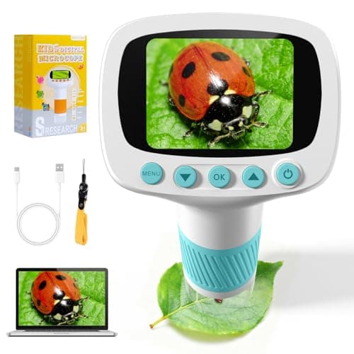Pocket Kids Microscope for Over 3 Years Old, 1000X Handheld Microscope for Kids w/2''IPS Digital, Photo Video Mini Portable Microscopes, Science Edu Digiscope,Christmas Birthday Gifts for Kids - Image 1