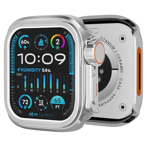 SDOCEBF 2 in 1 Metal Alloy Case for Apple Watch Series 11/10 46mm, Rugged Aluminum Bumper with Back Cover, Shockproof Protective Case for Gift-Ready, Silver - Image 1