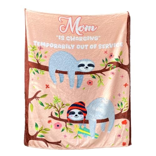 Funny Mom Birthday Gifts, Mom is Charging Sloth Blanket 60"x50", Present for Moms from Daguther Son, Moms Gifts for Mothers Day Christmas, Super Soft Throws Blanket for Mother - Image 1