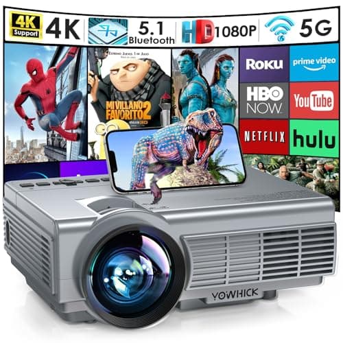 Projector with WiFi and Bluetooth, YOWHICK Outdoor 9500L Native 1080P 5G WiFi 4K Support Portable Mini Movie Projector for HDMI, VGA, USB, Laptop, iOS & Android Phone - Image 1