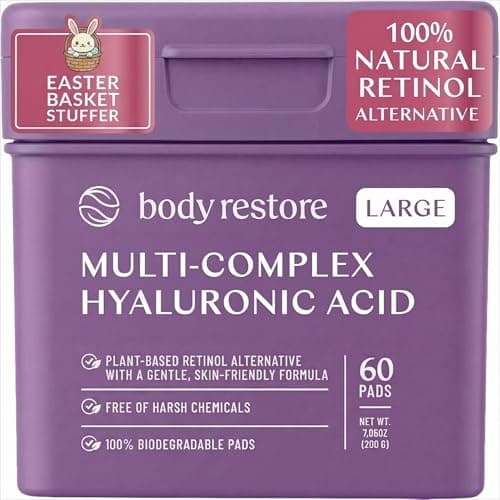 Body Restore Bakuchiol Toner Pads 60 Count – Gentle Retinol Alternative for Dark Spots & Wrinkles, Korean Skin Care Exfoliating Pads with Niacinamide, Hyaluronic Acid & Bakuchiol Serum, Anti-Aging - Image 1