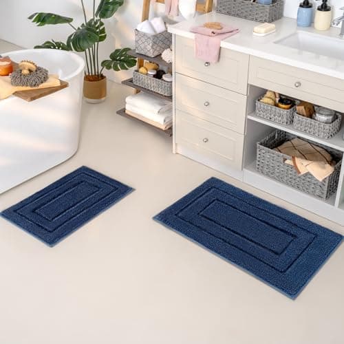 GRANNY SAYS Bathroom Rugs Sets 2 Piece,Soft Bath Mats for Bath, Bathroom Rugs Non Slip Washable, Absorbent Bath Rug for Tub,Shower and Toilet, Bath Mat Set (Blue, 20" x 32" + 16" x 24") - Image 1