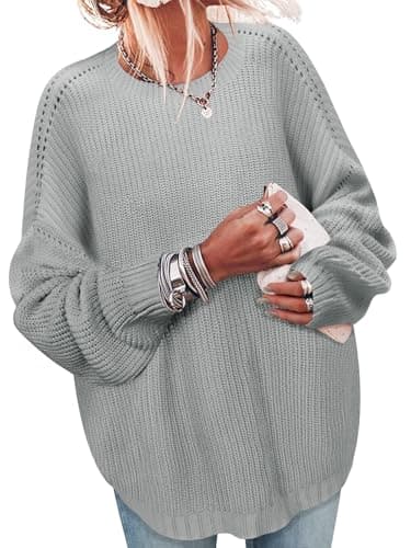 Womens Sweaters Early Fall Fashion Clothing 2025 Long Sleeve Shirts Cowboy Chic Sweatshirts Anthropologie Dresses Clothes Plus Size Blouses Christmas Tops Trendy Outfits Tops for Teachers Grey XXL - Image 1