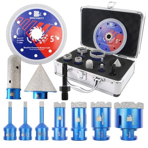BRSCHNITT Diamond Core Drill Bit Set - Tile Hole Saw for Porcelain Tile Ceramic Marble Granite Drilling&4/5"& 2" Diamond Chamfer Finger Bit&Adapter & 5" Saw Blade - Image 1