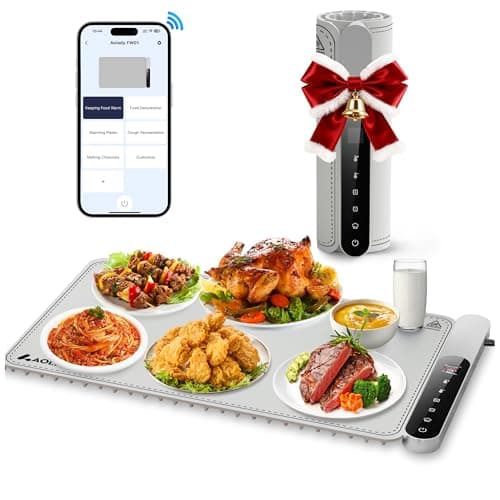 Warming Mat for Food Electric Silicone Fast Heating Chafing Dishes for Parties Buffet with APP Controller 15"x23.6" with 8H Timer & Adjustable Temperature, Light Gray - Image 1