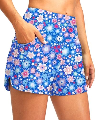 G Gradual Women's 3" High Waisted Swim Board Shorts with Pockets Quick Dry Swimsuit Bottoms Bathing Suit for Women with Liner(Sun Flower,M) - Image 1