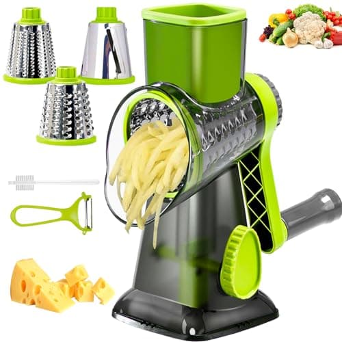 Eleko Meyar Cheese Grater with Handle, Multifunctional Manual Rotary Cheese Grater - Cheese Shredder Easily Chop Carrots, Potatoes, Vegetables and Fruits and Easy to Clean - Image 1