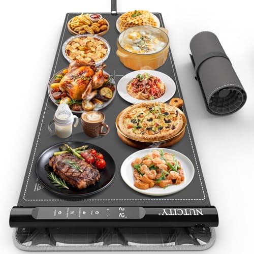 NUTCITY 2026 Upgrade Food Warming Mat (40x16 Inches) - Electric Warming Trays for Buffets & Buffets 7 Temperature Settings, 8-Hour Timer, Portable Roll-Up Design & Insulation Pad for Parties - Image 1