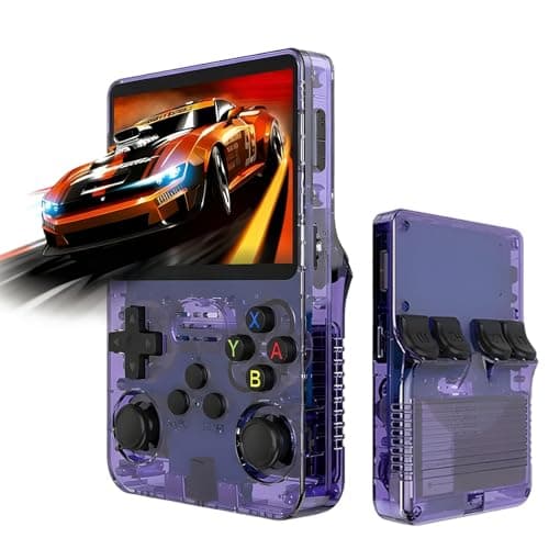 Retro Game Console R36S Handheld Game Console with 64GB Preloaded Games, Save/Load Function, 3.5" HD IPS Screen, Portable Emulator Console for Family, Adults & Nostalgic Players (Purple R36s 3.5") - Image 1