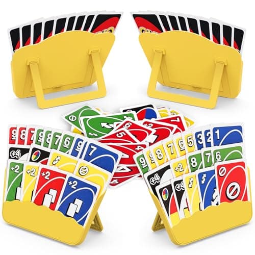 Tenyond Card Holders for Playing Cards - 4 Pack Playing Card Holder w/Foldable Stand for Stocking Stuffer, Travel Game, for Senior, Little or Arthritis Hands, UNO, Poker, Holidays Game Nights, Yellow - Image 1