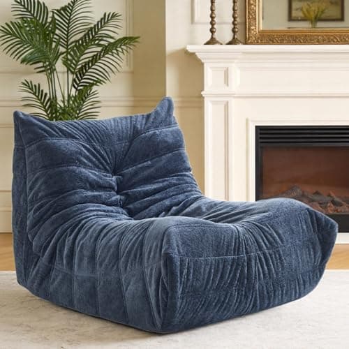 Ayovoch Bean Bag Chairs for Adults, Giant Bean Bag Chair, Memory Foam Beanbag Chair, One-Piece Foam Padding, Bean Bag Sofa for Living Room, Dorms, Apartments, Reading Corner (Blue Gray Plush) - Image 1