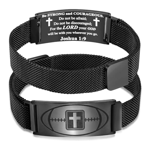 GLEZZA Football Bracelet Jewelry Gifts,Faith Cross Bracelets for Men Jewelry Gift Religious Baptism Easter Gifts for Teens Teams Son Grandson Brother,Adjustable Size - Image 1