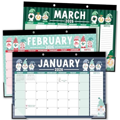 Hadley Designs Large Desk Calendar 2026-2027 - Desktop Calendar 2026, 18-Month Desk Calendars for Home, Office & Classroom, Cute Gnome Classroom Must Haves, Gifts for Coworkers, Teachers & Students - Image 1