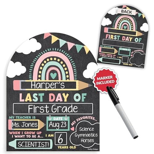 My Last Day of School Sign with Markers -11x14 Back to School Signs First and Last Day, Kindergarten Chalkboard Signs, Pre K Sign Board, Preschool Board, Reusable Photo Prop for Kids - Image 1