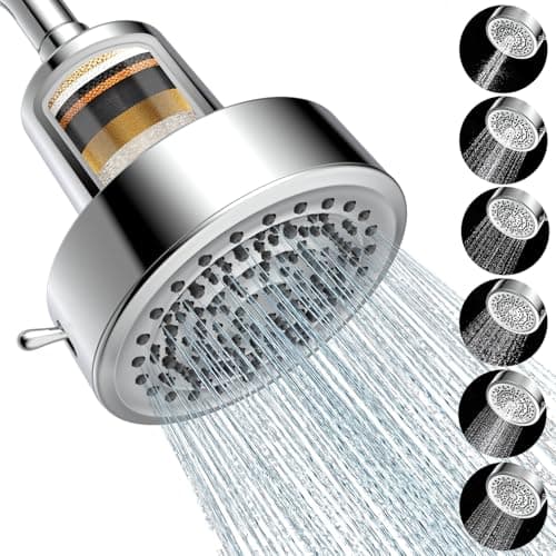 Filtered Shower head for Healthier Hair & Skin – Removes Chlorine & Heavy Metals,High Pressure 6 Mode Settings Shower Head Filter for Hard Water, Easy install,One-touch Quickly Filter Replacement - Image 1