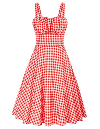 Belle Poque Red Gingham Dress Women 2026 Summer Spring Sleeveless Sundress Vintage Homecoming Graduation Dress Large - Image 1