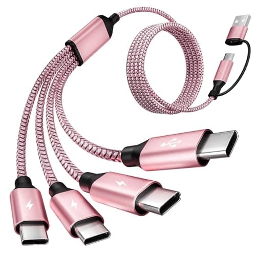 Jogrytece 4 Type-C 4-in 2 Multi Charging Cable 5FT, Travel Essential for Airplane & Cruise Trips, USB A/C to 4 USB C, Compatible for iPhone 17-8, Android, iPad, Galaxy, Tablet - Image 1