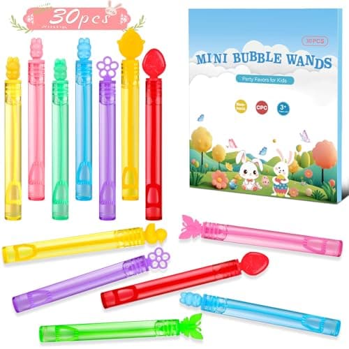 Easter Party Favors Mini Bubble Wands 30PCS Easter Egg Fillers Basket Stuffers Kids Bubbles Bulk for Classroom Exchange Prizes Goodie Bag Stuffers Outdoor Toys Student Gifts for Girls Boys - Image 1