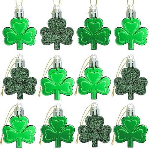 36 Pcs Premium St. Patrick's Day Shamrock Ornaments for Lucky Tree- 3 Styles Clover Hanging Baubles Trefoil for Home Decorations, Party Favors & Table Decor Gifts Irish Good Lucky Charm Set - Image 1