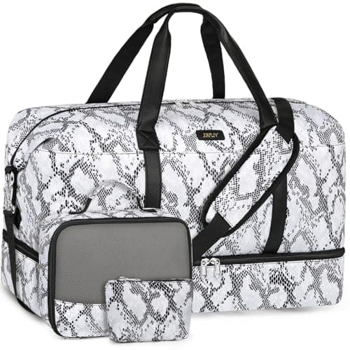 IBFUN Weekender Bags for Women, Travel Duffle Bag with Shoe Compartment Carry on Weekender Overnight Duffel for Weekend Travel Business Trip 3PCS - Image 1