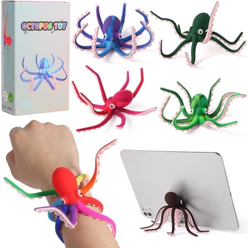 AOSTEONG Octopus Fidget Toy with Suction Cups – Silicone Stress Relief and Sensory Play Desk Toy, Bendable Tentacles for Creative Poses, Portable Gift for Kids, Teens and Adults (1Pc-Brown) - Image 1
