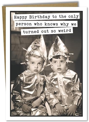 Katie Doodle - Funny Sister Birthday Card from Brother (Handmade in USA) - Funny Brother Birthday Card from Sister, Mom, Dad, Father, Mother, Parents (Blank Inside) with Kraft Envelope (Peel-Seal) - Image 1