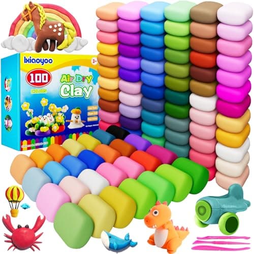 Ixiaoyoo Air Dry Clay, 100 Colors Modeling Clay for Kids, Safe & Non-Toxic, DIY Model Art & Crafts Toys with Sculpting Tools, Home Party Favors, Birthday & Christmas Gifts for Ages 3-12 Boys & Girls - Image 1