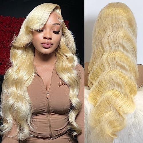 Lotulo Blonde Lace Front Wigs Human Hair, 613 HD Lace Frontal Wig 13x6 200 Density, Lace Front Wigs Human Hair Pre Plucked 613 Body Wave Lace Front Wig Can Be Dyed (24 Inch) - Image 1