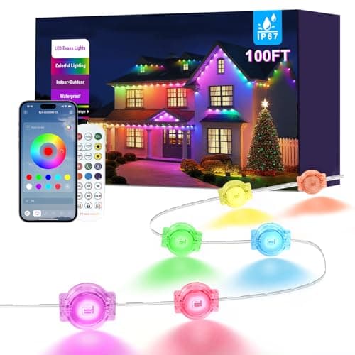 100FT Permanent Outdoor Lights for House, 2025 RGB LED Waterproof Christmas Lights Outdoor with Smart APP Remote Control, Outside Eaves Lighting House Decor for Holiday, Halloween, Roof, Party, Daily - Image 1