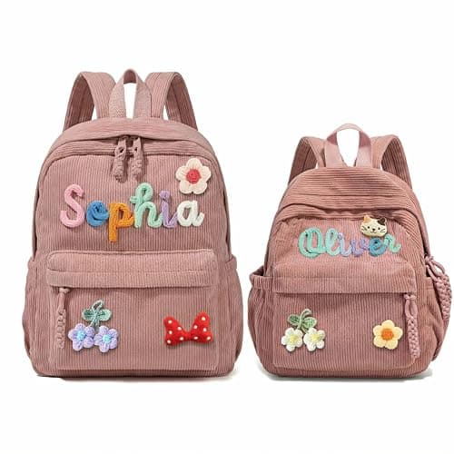 OCFTERY Custom Corduroy Backpacks – Family Matching Set with 3D Name Embroidery, Hand-woven Cotton Rope Handle, Perfect for Birthday Gifts - Image 1