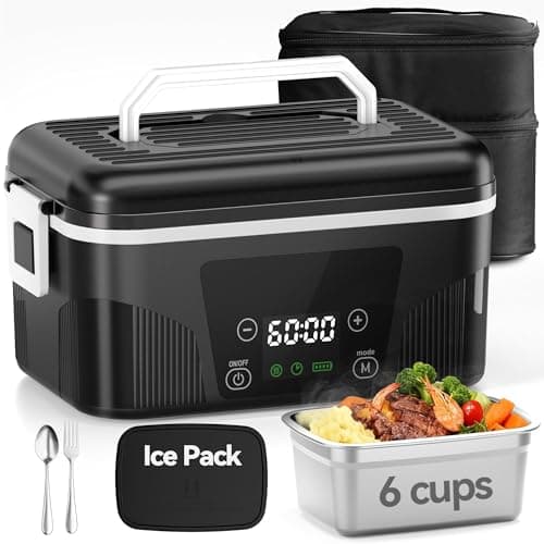 DOLOPL Cordless Electric Lunch Box for Adults, Portable Rechargeable Heated Lunch Box with Scheduled Heating, 6-Cup Leak-Proof Design, Bonus Ice Pack & Insulated Bag for Work, Travel, Office - Image 1