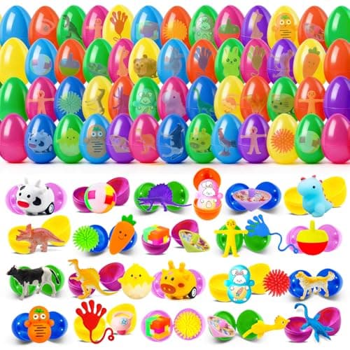 Beanumerous Easter Eggs Truly Filled 240 Pcs for Egg Hunt, 120 Prefilled Easter Eggs Stuffed with 120 Small Toys, Kids Party Favors Basket Stuffers - Image 1