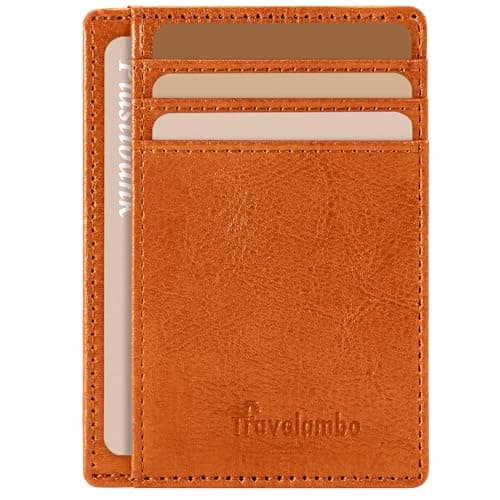 Travelambo Slim Wallet Front Pocket Minimalist Leather RFID Blocking Medium Size - Image 1