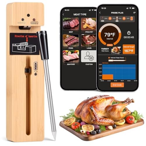 Presentastic Wireless Meat Thermometer Digital, Long-Range Bluetooth Cooking Thermometer, Remote Tracking & Real-Time Readings for BBQ, Smoker, Air Fryer, Ideal Gift for Home Chef, Pitmaster, Griller - Image 1