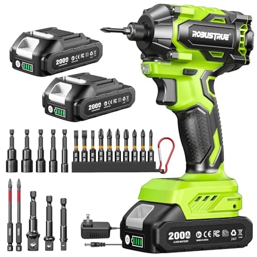 Robustrue Impact Driver: 21V 1/4" Hex Cordless Impact Driver, 230N.m (2,035in-lbs) Brushless Impact Driver Drill Set, 20Psc Screwdriver Bits, 2.0 Ah Battery, Variable Speed for DIY and Automotive - Image 1