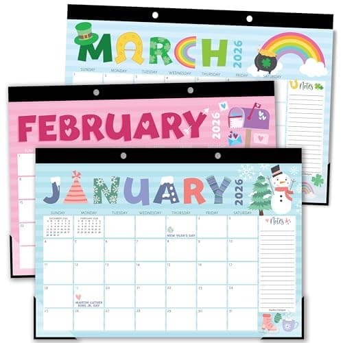 Hadley Designs Large Desk Calendar 2026-2027 - Desktop Calendar 2026, 18-Month Desk Calendars for Home, Office & Classroom, Cute Doodle Classroom Must Haves, Fatih Based Easter Gifts for Women & Men - Image 1