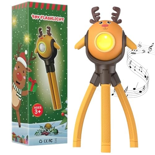 A.S Reindeer Kids Flashlight, LED Rechargeable Torch with 8 Color Modes & 8 Music, Fun Flashlights for Boys & Girls, Perfect for Parties, Camping & Outdoor Adventures Christmas Gift Toy - Image 1