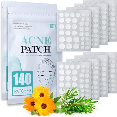 TKTK Pimple Patch Acne Patch, 4 Sizes 280 Patches Acne Absorbing Cover Patch, Hydrocolloid Invisible Acne Patches For Face Zit Patch Acne Dots Tea Tree, Calendula Oil - 2 Pack - Image 1