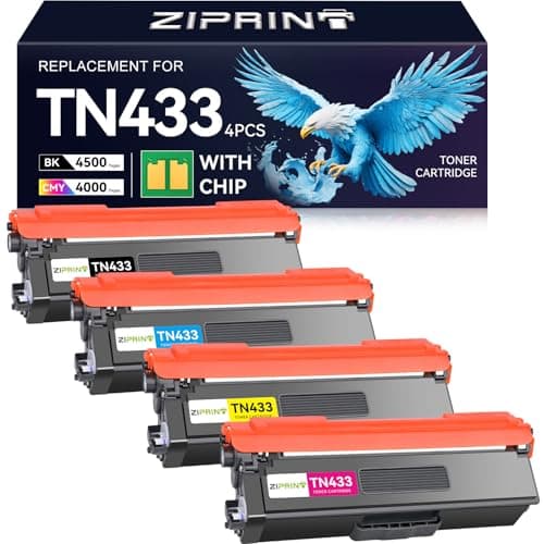 ZIPRINT TN433 Toner Cartridge Set 4-Color Compatible Replacement for Brother, TN433BK TN431 TN-433 TN-431 TN 433 TN 431 for MFC-L8900CDW, HL-L8360CDW, HL-L8360CDWT, HL-L8260CDW, MFC-L8610CDW