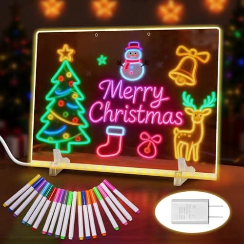 20 Inch, 19 Highlighter,Led Note Board with Colors for Kids,4Modes&7Colors Lumiboard Led Drawing Board for Kids,Light Up Sign,Acrylic Dry Erase Board with Stand,Adapter,Hanging Chain,Spray Bottle - Image 1