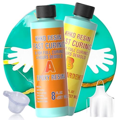 Epoxy Resin Kit - 16 OZ Fast Cure Epoxy Resin, KHKD RESIN Quick Dry Resina Epoxica Upgrade 4 Hours Unmould, Clear High Gloss Epoxy, Odorless Art Resin for Painting, Craft, Coasters, Coating, Jewelry - Image 1