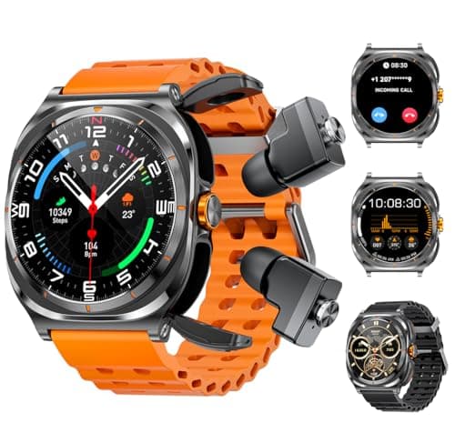 FANCHENGZI Smartwatch with Earbuds(Answer&Make Calls) IP67 Water Resistant Watch(2 Straps), Sports Watches 100+ Sports Modes (Cycling/Fitness/Hiking), DIY Watch Faces for Men Dad Husband - Image 1